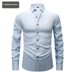 Men’s Long Sleeve Stretch Shirt – Fashionable Solid Color Loose Fit Top for Casual & Daily Wear