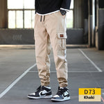 Men's Loose Multi-pocket Work Pants – Solid Color Wear-resistant Ankle Banded Trousers