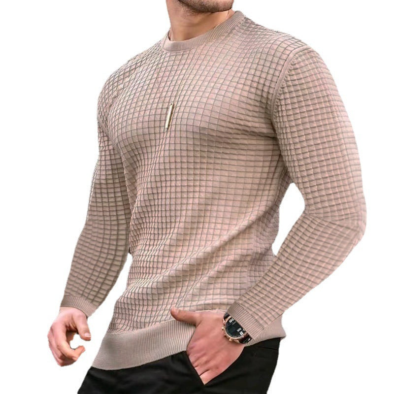 Trend Crew Neck Pullover for Men – Loose Fit Cotton Knit Sweater, Long Sleeve Casual Top
