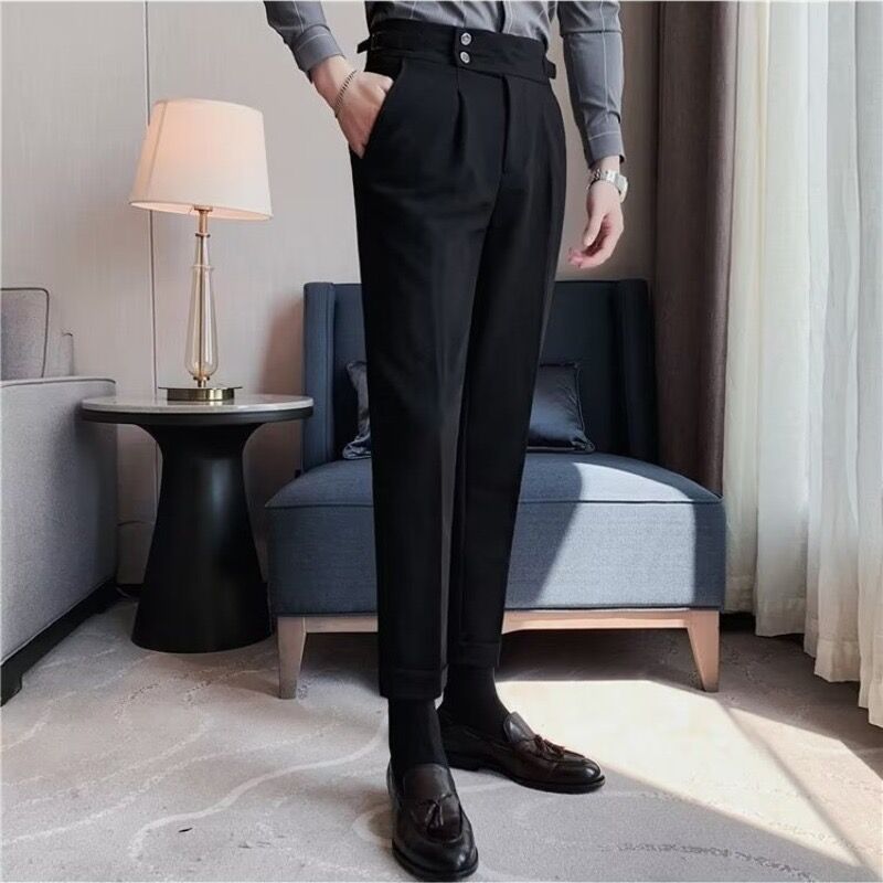 Men’s British Style Business Suit Pants – Formal Straight Trousers for Office, Work, and Professional Occasions