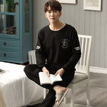 Men’s Cotton Long Sleeve Pajamas – Comfortable Pullover Homewear | Leisure, Sleep & Outdoor Wear