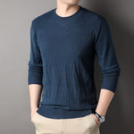 Spring & Autumn Men's Sweater – Loose Fit Solid Color Long Sleeve Pullover for Middle-aged Men