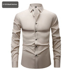 Men’s Long Sleeve Stretch Shirt – Fashionable Solid Color Loose Fit Top for Casual & Daily Wear