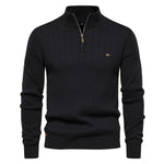 Men’s Stand Collar Half-Zip Sweater – Slim Fit Cotton Blend Pullover, Stylish Autumn Casual Top