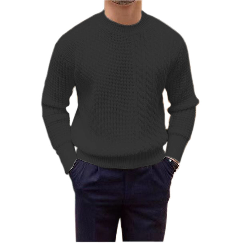Men’s Knitted Sweater – Twisted String Design Pullover, Thick Woolen Yarn, Casual Fashion Top
