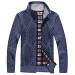Fashion Men's Zipper Cardigan Sweater – Stand Collar Cotton Blend Thick Outerwear for Men
