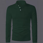 Men’s Solid Color Fashion Lapel Long Sleeve Polo Shirt – Loose Fit Daily Wear Top in Multiple Colors