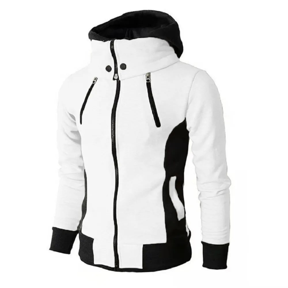 Men's Zip UP Hooded Jacket | Fake Two Piece Sports Cardigan | Casual Slim Fleece Sweatshirt Jacket
