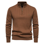 Men’s Stand Collar Half-Zip Sweater – Slim Fit Cotton Blend Pullover, Stylish Autumn Casual Top