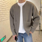 Men's Zip-Up Knitted Cardigan – Funnel Neck Sweater with Pockets, Soft, Comfortable, All-Season Long Sleeve Coat