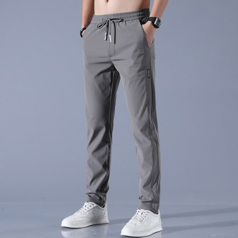 Men’s Summer Ice Silk Pants – Thin, Stretch, Breathable Straight-Leg Business Casual & Tracksuit Pants