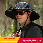 Outdoor Wide Brim Sun Hat With Solar Fan – USB Charging, Adjustable, Breathable, Waterproof, Windproof, Summer Fishing Hat