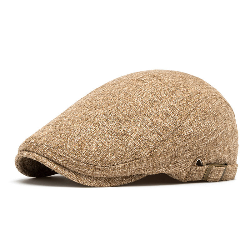 Men’s Retro Peaked Beret – Breathable Cotton & Linen Cap | Adjustable, Sunshade, Summer Sun Protection