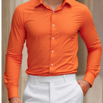 Men’s Summer Anti-Wrinkle Long Sleeve Casual Shirt – Loose Fit Polyester Top for Leisure and Daily Wear