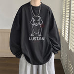 Cartoon Puppy Printed Long Sleeve T-shirt - Casual Loose Pullover for Autumn | Available in Multiple Colors