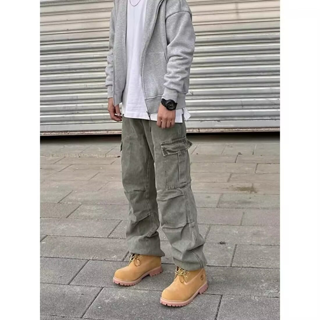 Loose Straight Heavy Stone Washed Retro Denim Trousers – Casual Cotton Jeans for Men