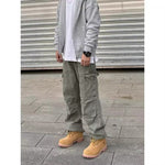 Loose Straight Heavy Stone Washed Retro Denim Trousers – Casual Cotton Jeans for Men