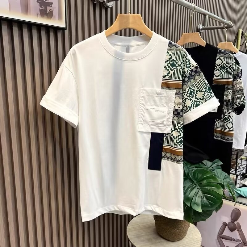 Men’s Summer Color Matching T-shirt | Slim Fit Camouflage Work Style Top