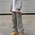 Loose Straight Heavy Stone Washed Retro Denim Trousers – Casual Cotton Jeans for Men