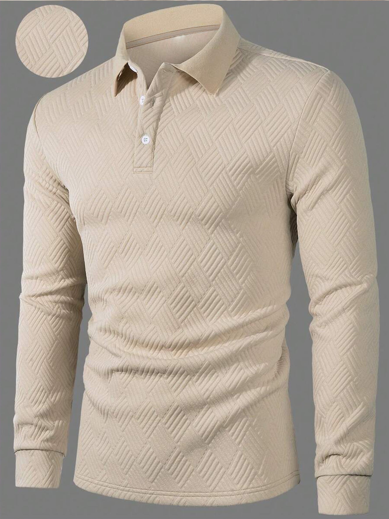 Men’s Solid Color Fashion Lapel Long Sleeve Polo Shirt – Loose Fit Daily Wear Top in Multiple Colors