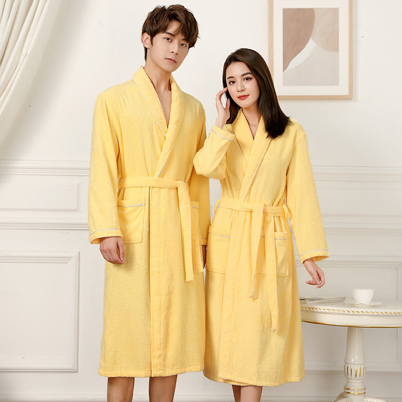 Cotton Terry Bathrobe – Thick Absorbent Towel Pajamas Robe for Adults, All Seasons Comfort
