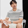 New Men’s Thin Linen Short-Sleeved T-shirt – Slim Fit Pullover Casual Striped Summer Top