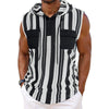 Men’s Striped Sleeveless Hooded Vest with Pocket | Casual Summer Streetwear Tank Top