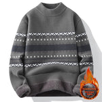 Men’s Velvet Mock Neck Sweater – Thick Knitted Pullover, Warm Autumn & Winter Casual Top