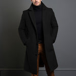 Men's Mid-Length Trench Coat | Slim Fit Fall Winter Business Casual Overcoat | Stylish Single-Breasted Jacket