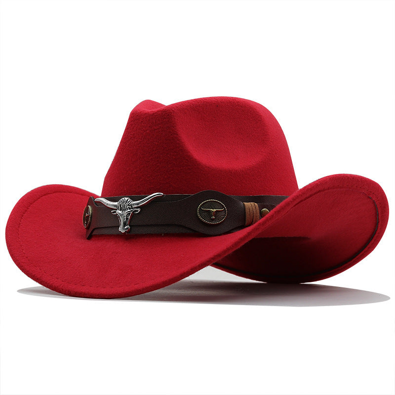 Fashion Woolen Western Denim Top Hat – Sun Protection Hat | Polyester, Stylish Outdoor Cap, Casual Streetwear, Adjustable M Size
