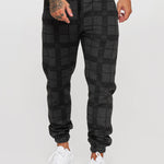 Checkered 3D Digital Print Casual Pants – Men’s Cotton Tapered Plaid Trousers for Everyday Streetwear