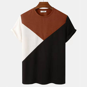 Striped 3D Printed Knitted Mesh Top | Loose Breathable Short Sleeve T-shirt for M