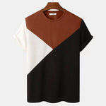 Striped 3D Printed Knitted Mesh Top | Loose Breathable Short Sleeve T-shirt for M