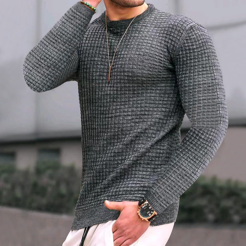 Trend Crew Neck Pullover for Men – Loose Fit Cotton Knit Sweater, Long Sleeve Casual Top