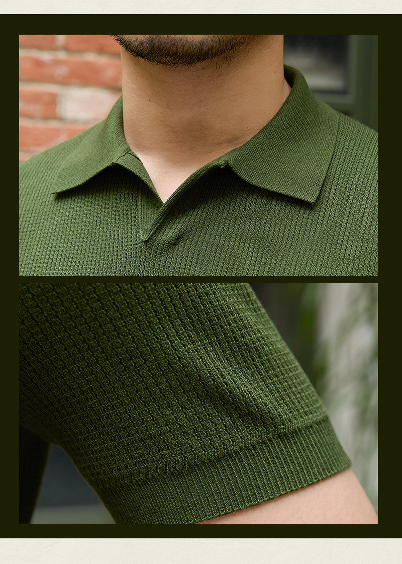 Men’s Retro Casual Knitwear – Soft Lyocell Business Pullover with Ribbed Hemline for Everyday Style