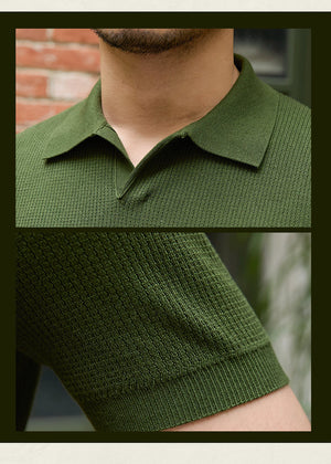 Men’s Retro Casual Knitwear – Soft Lyocell Business Pullover with Ribbed Hemline for Everyday Style