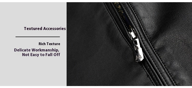 Thin Fleece-Lined Soft Leather Jacket for Dad – Warm, Stylish, and Comfortable Outerwear