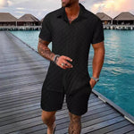 Men’s Casual Chemical Fiber Shirt Suit – Short Sleeve Shirt & Shorts Set | Lightweight Daily Summer Outfit