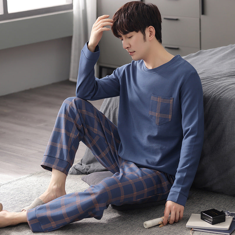 Men’s Cotton Long Sleeve Pajamas – Comfortable Pullover Homewear | Leisure, Sleep & Outdoor Wear