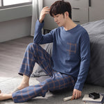 Men’s Cotton Long Sleeve Pajamas – Comfortable Pullover Homewear | Leisure, Sleep & Outdoor Wear