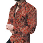 Men’s Casual Long Sleeve Floral Shirt – Lightweight Printed Cardigan Style Lapel Top for Daily Wear